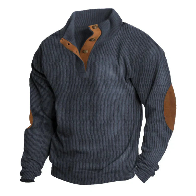 Pull outdoor pour hommes avec col montant et manches longues