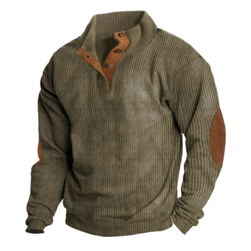 Pull outdoor pour hommes avec col montant et manches longues