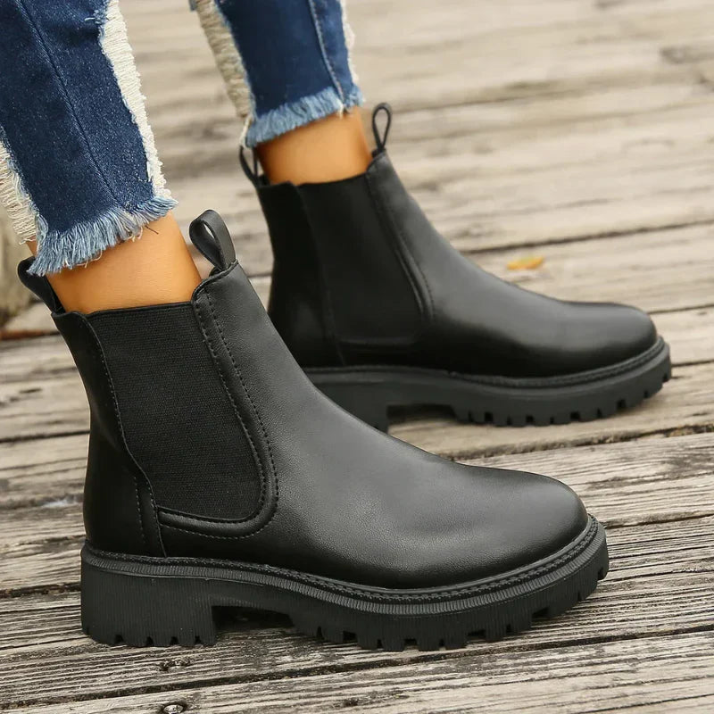 Bottes Chelsea pour dames en cuir avec boucles de traction