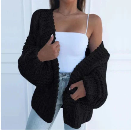 Cardigan à grosses mailles pour femmes, coupe décontractée