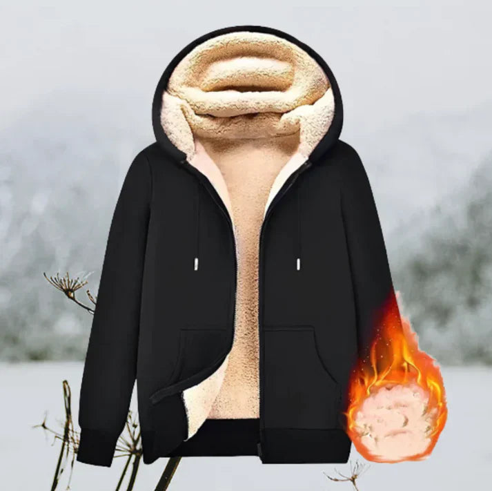 Manteau unisexe douillet en peau de mouton avec capuche