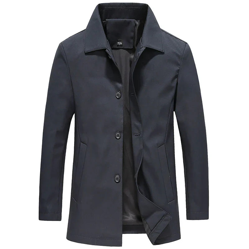 Manteau long pour homme | polaire coupe-vent couleur unie