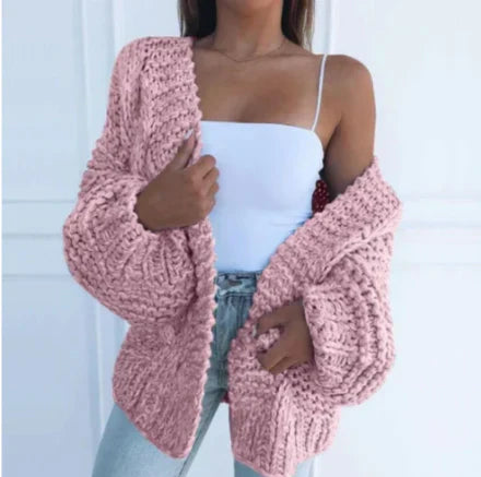 Cardigan à grosses mailles pour femmes, coupe décontractée