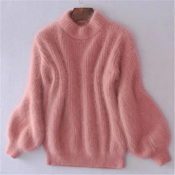 Pull-over uni tricoté en vrac - Pull-over angora vintage