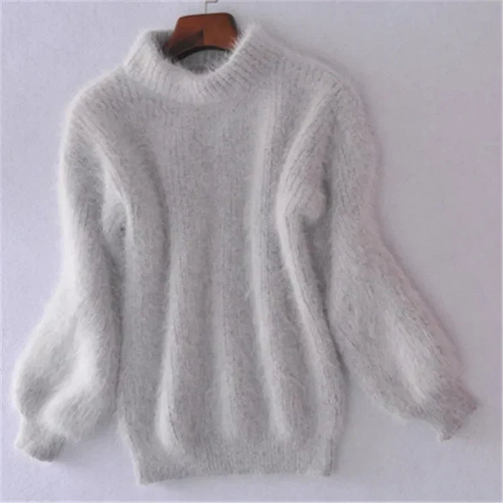 Pull-over uni tricoté en vrac - Pull-over angora vintage