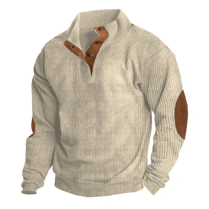 Pull outdoor pour hommes avec col montant et manches longues