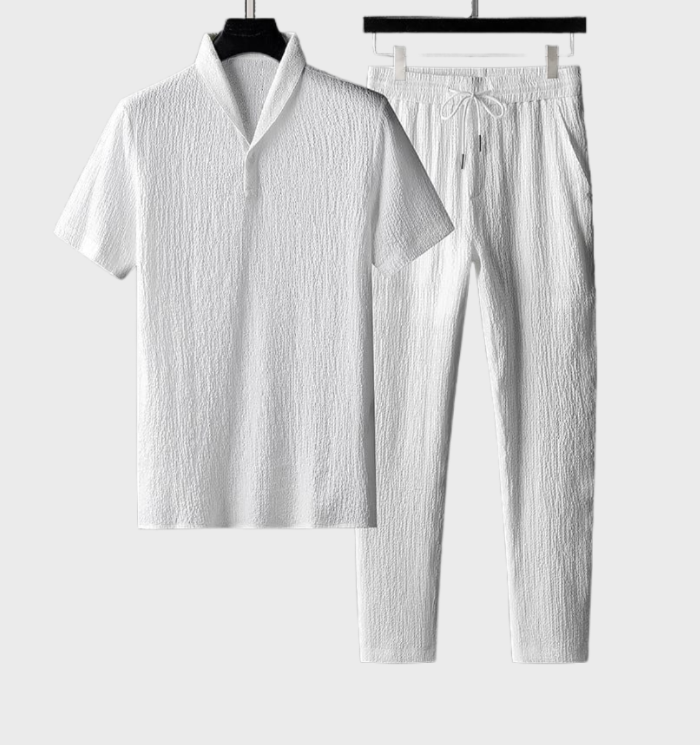 Ensemble 2 pièces composé d'une chemise confortable pour homme et d'un pantalon ample extensible avec poches et cordon de serrage