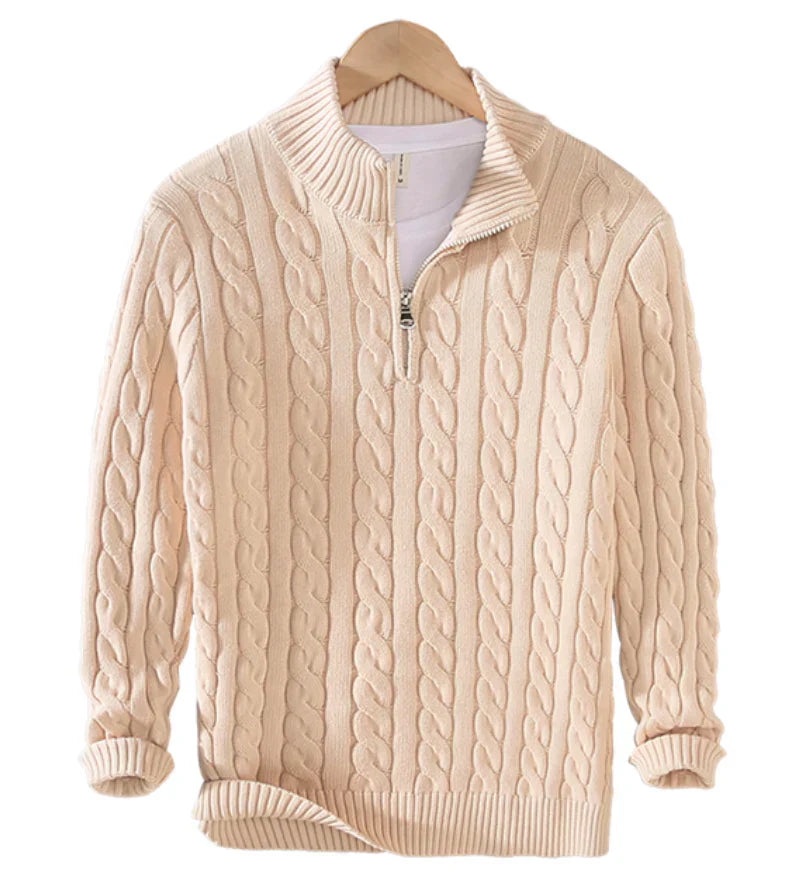 Pull-over zippé en laine pour hommes