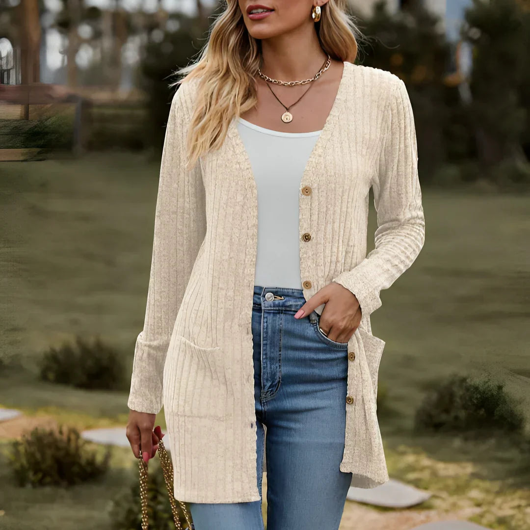 Cardigan en tricot pour femmes à col en V