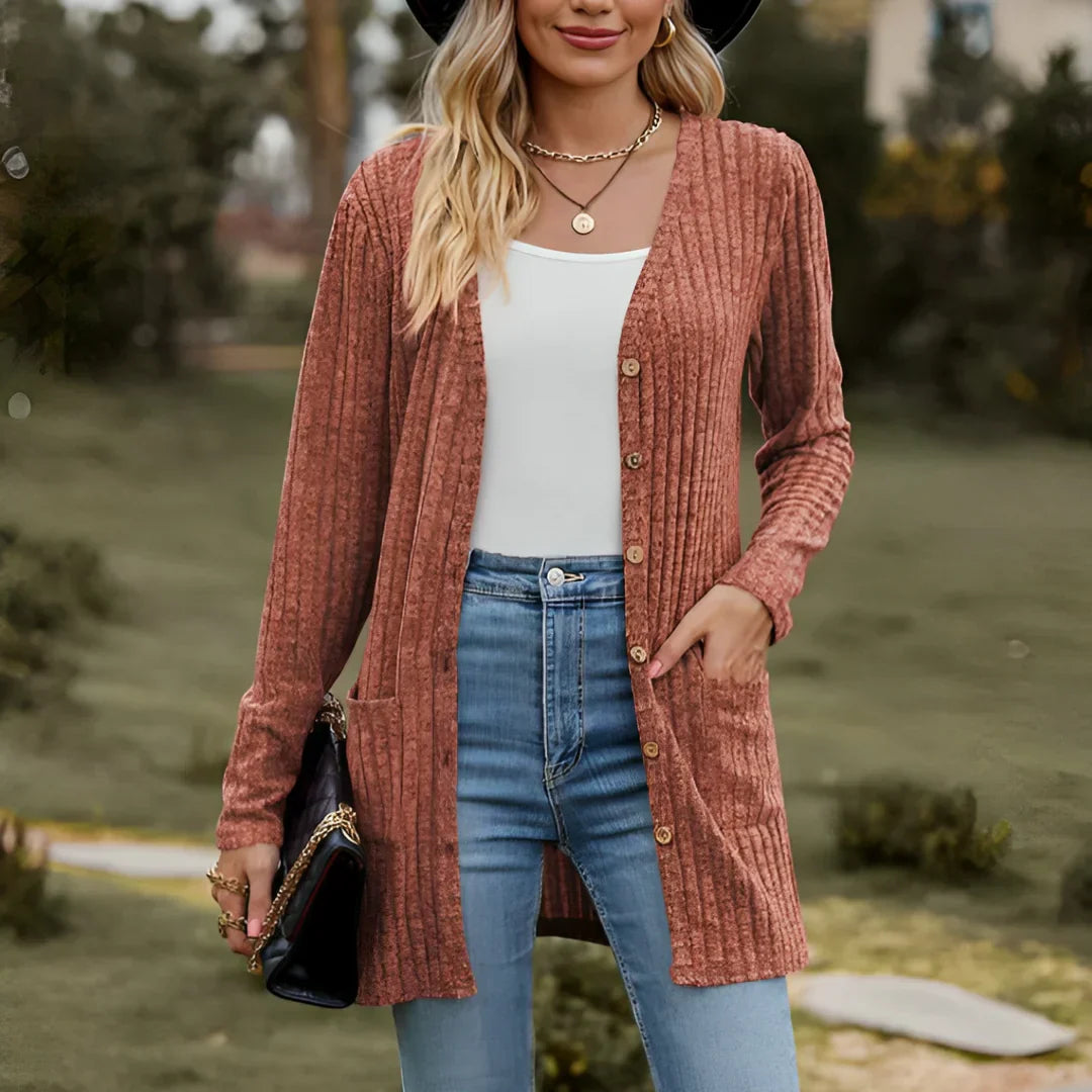 Cardigan en tricot pour femmes à col en V