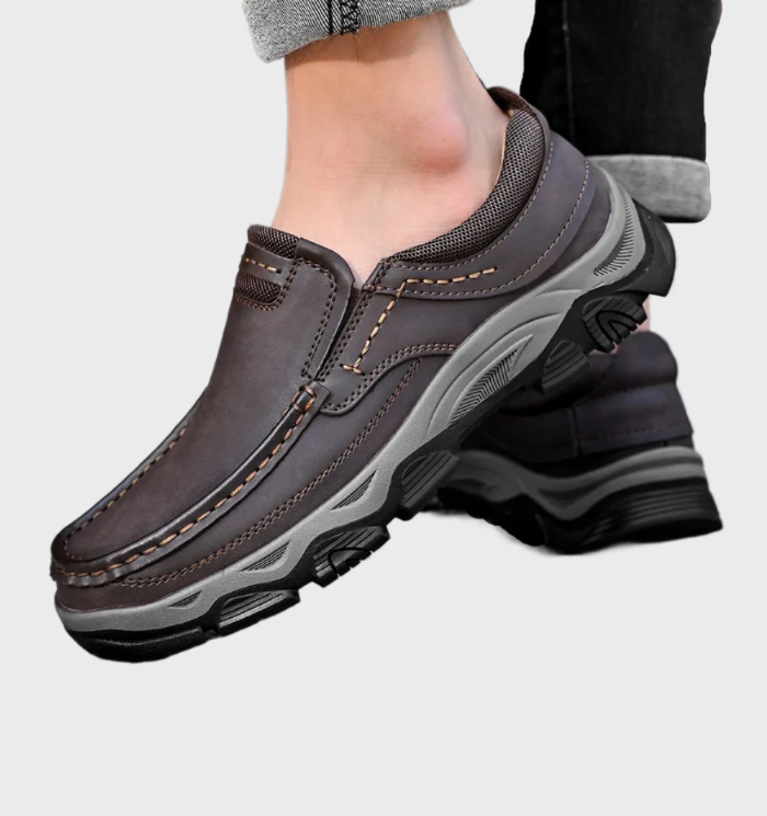 Mocassins en cuir confortables et durables, antidérapants, pour hommes, avec détails cousus à la main