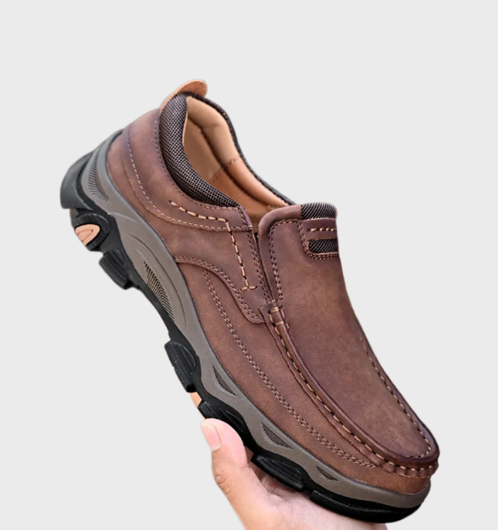 Mocassins en cuir confortables et durables, antidérapants, pour hommes, avec détails cousus à la main