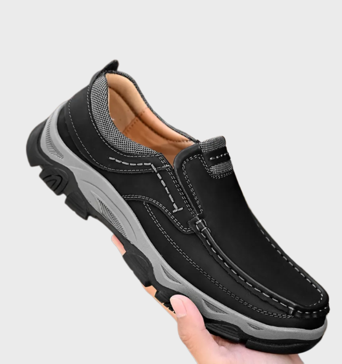 Mocassins en cuir confortables et durables, antidérapants, pour hommes, avec détails cousus à la main