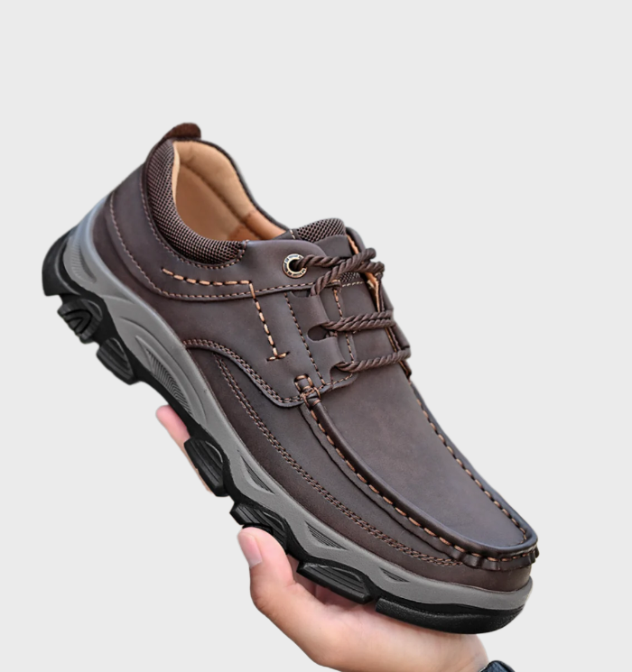 Mocassins en cuir confortables et durables, antidérapants, pour hommes, avec détails cousus à la main