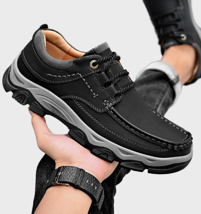 Mocassins en cuir confortables et durables, antidérapants, pour hommes, avec détails cousus à la main