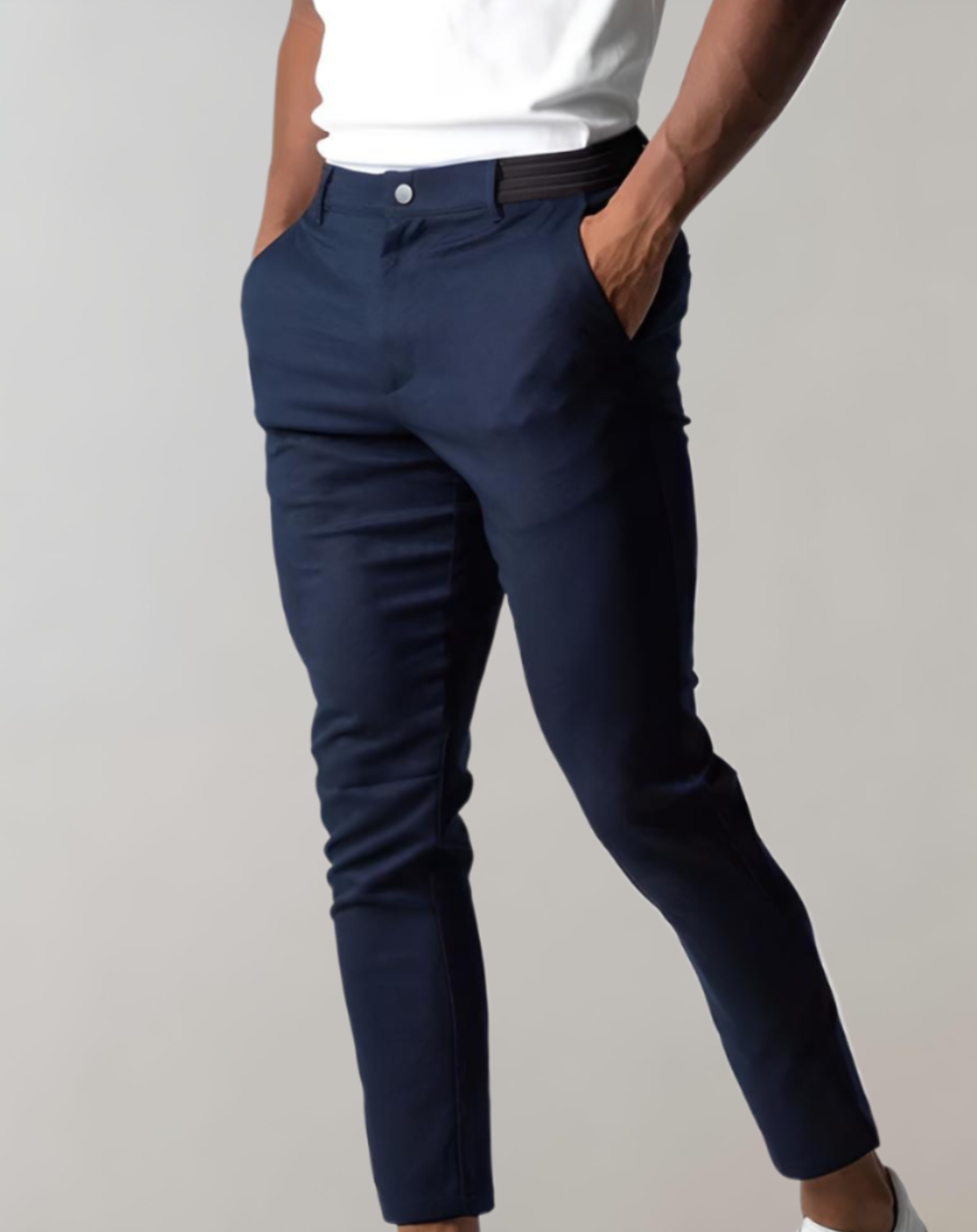 jogging skinny de couleur unie pour hommes avec poches multiples