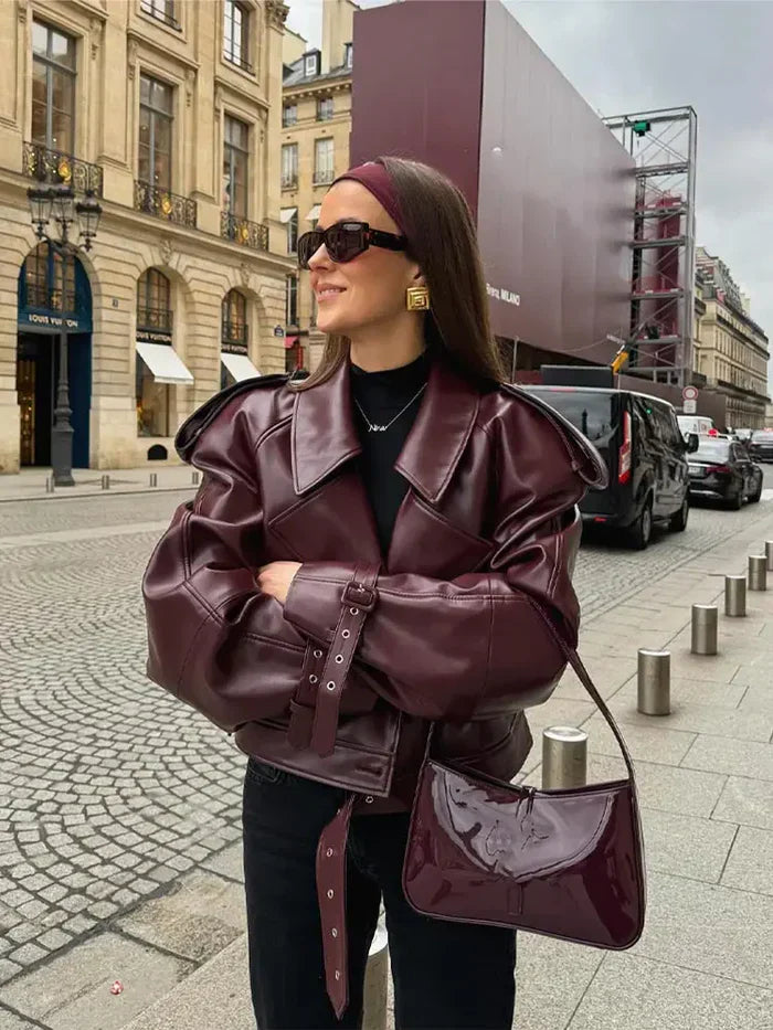 Veste en cuir vintage pour femmes