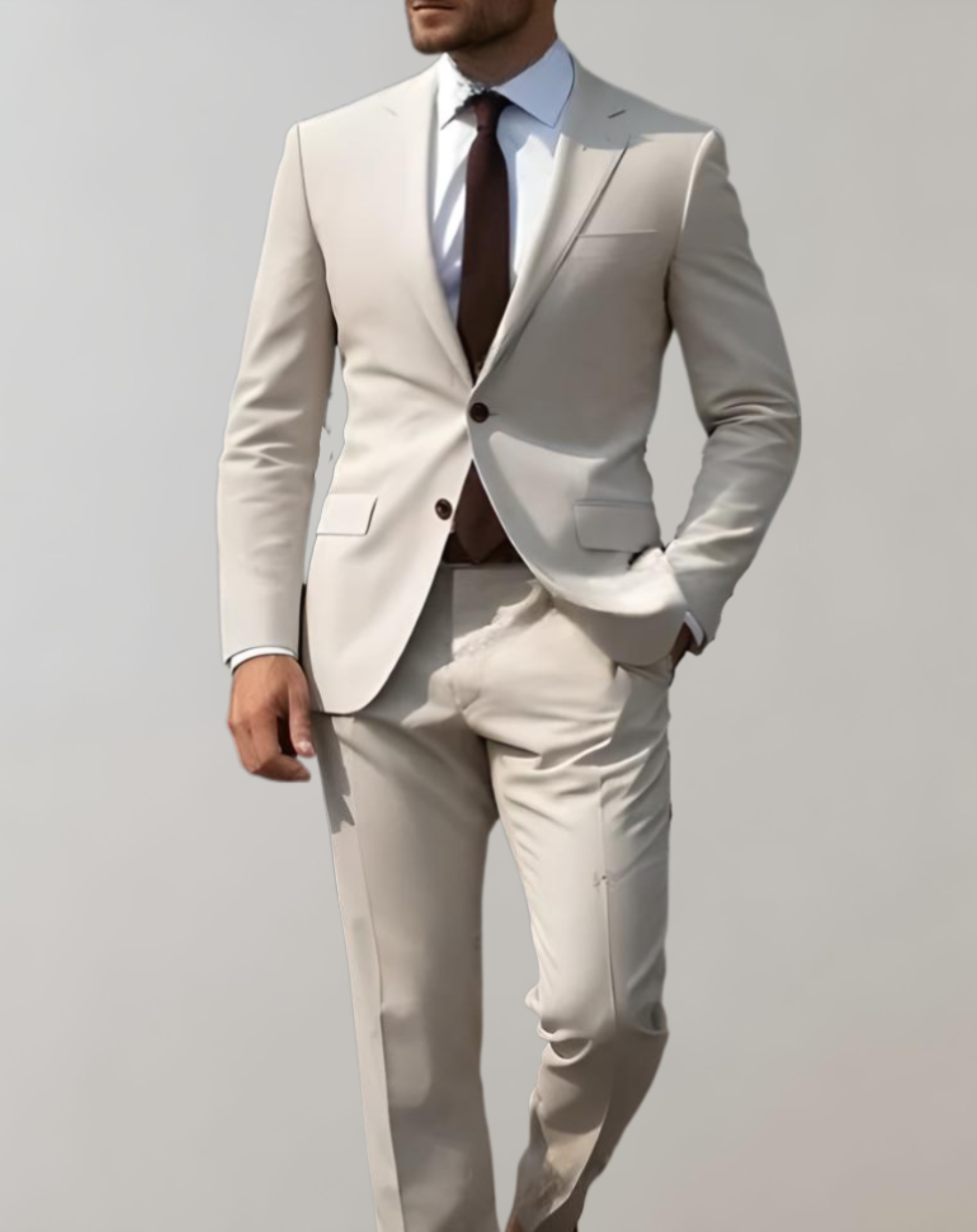 Ensemble 2 pièces de costume pour hommes avec col simple et pantalon de cérémonie avec poches