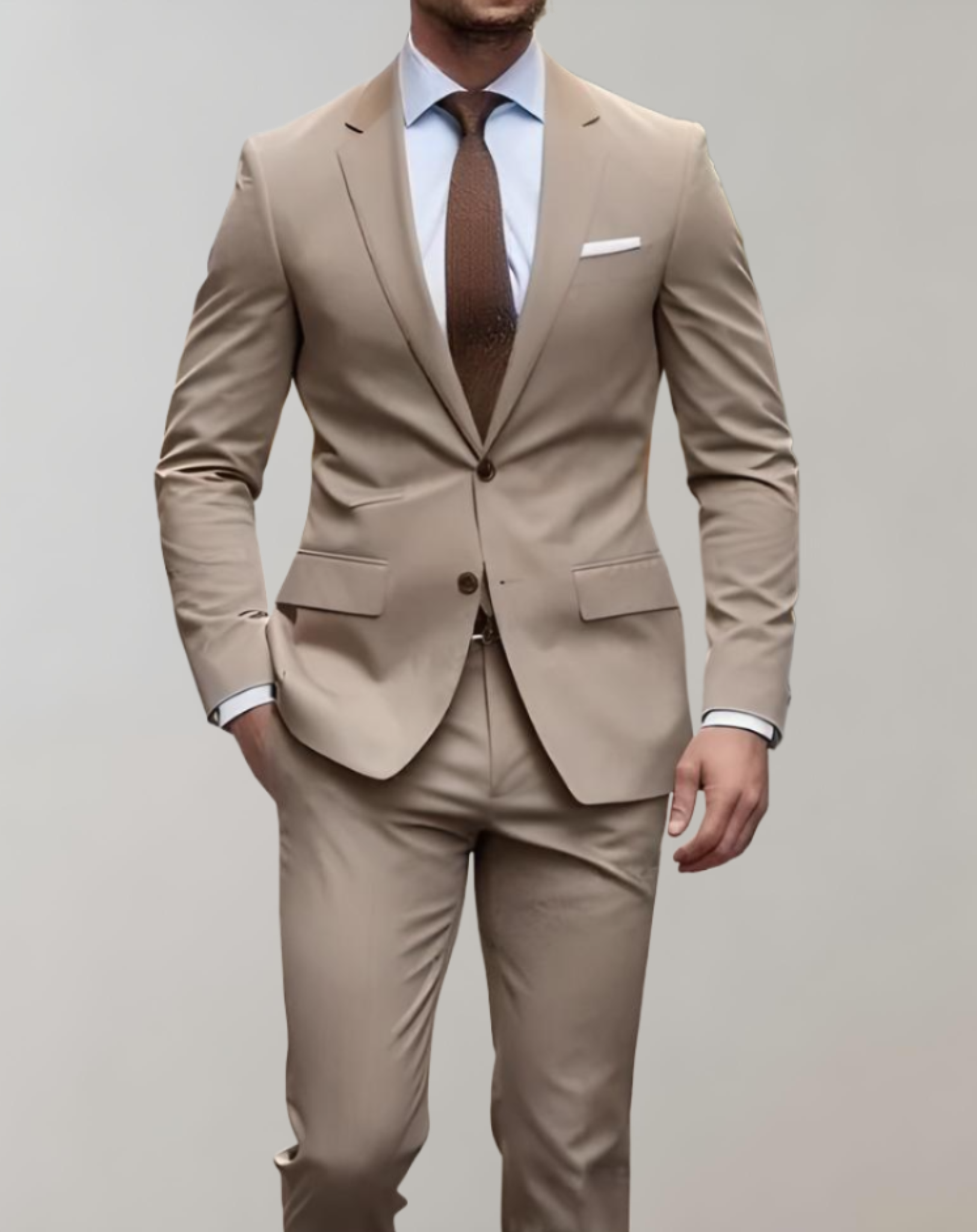 Ensemble 2 pièces de costume pour hommes avec col simple et pantalon de cérémonie avec poches