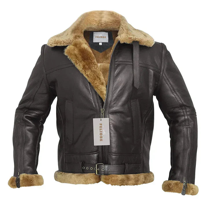 Ginger Blouson bombardier en cuir de mouton véritable